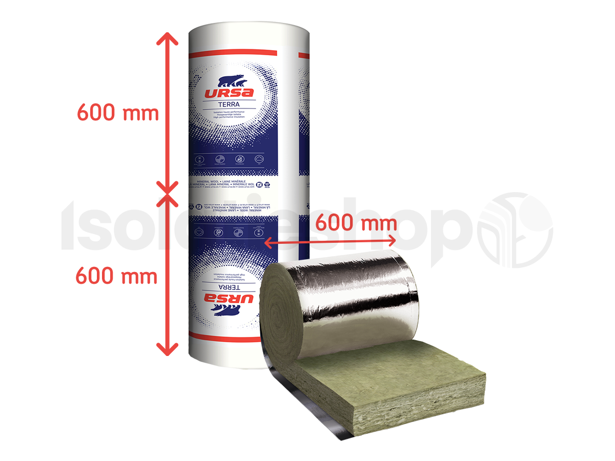 Ursa Ursaroll laine de verre avec revêtemement alu 10000x600x80mm Rd:2.00 (=6,00 m²)