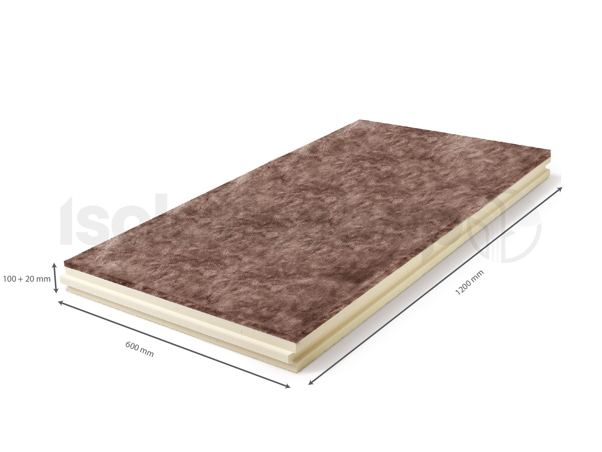 Plaque pour mur creux Plus Polyuréthane (PIR) expansée 1200x600x100/20mm Rd : 5,10 (5 plaques/ =3,60 m²)