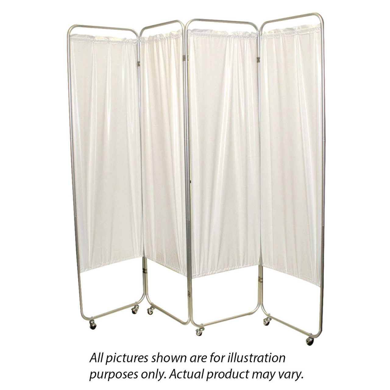 Standard 4-Panel Privacy Screen with casters - Yellow 4 mil vinyl, 62" W x 68" H extended, 19" W x 68" H x3.25" D folded