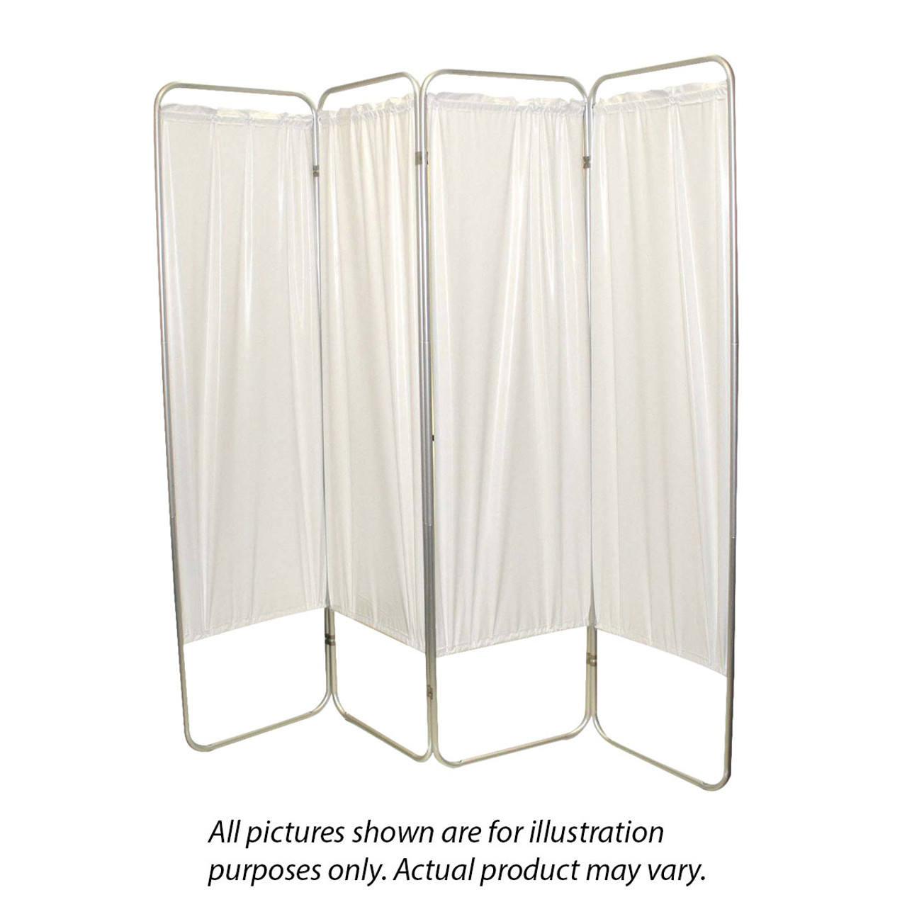 King size 4-Panel Privacy Screen - White 6 mil vinyl, 113" W x 68" H extended, 31" W x 68" H x3.25" D folded