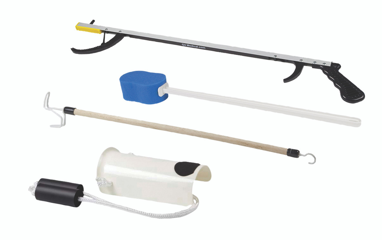 FabLifeª Hip Kit: 32" reacher, contoured sponge, formed sock aid, 24" dressing stick