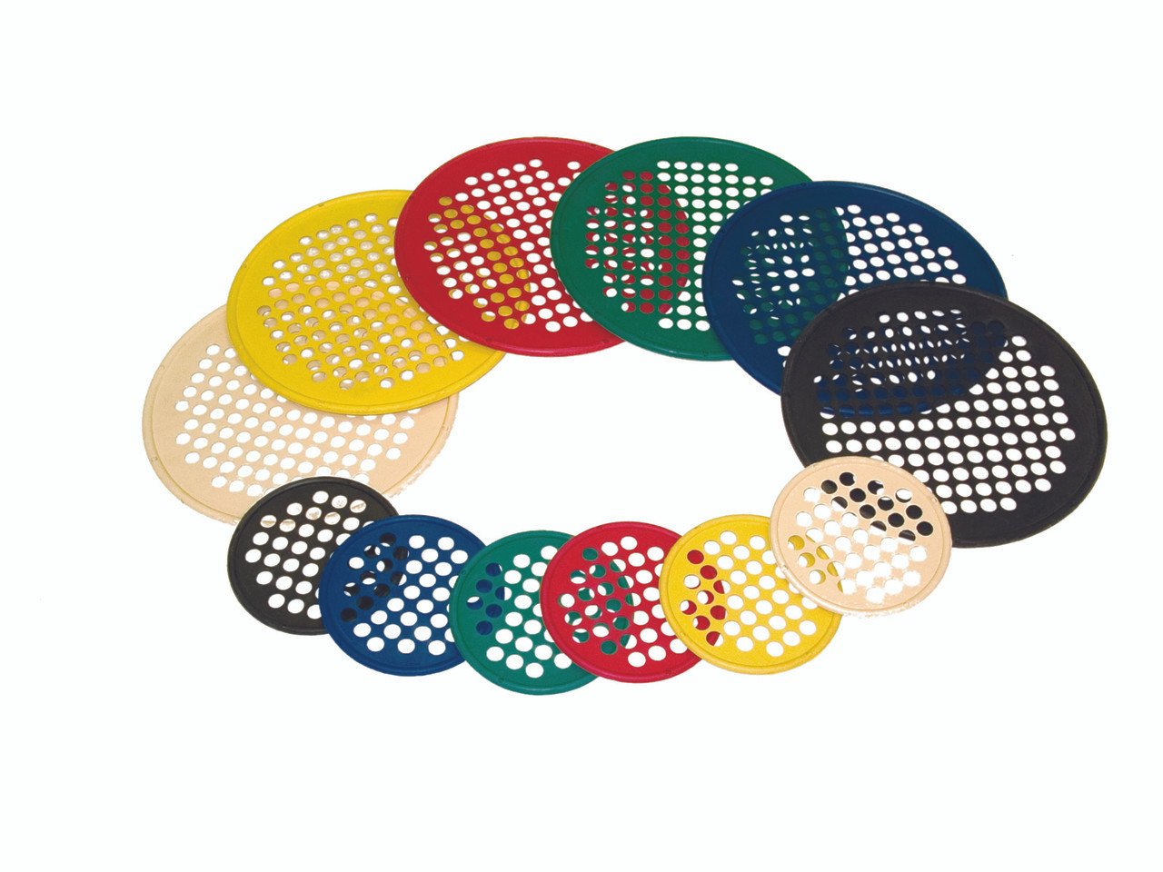 CanDo¨ Hand Exercise Web - Low Powder - 7" Diameter - 6-piece set (tan, yellow, red, green, blue, black)