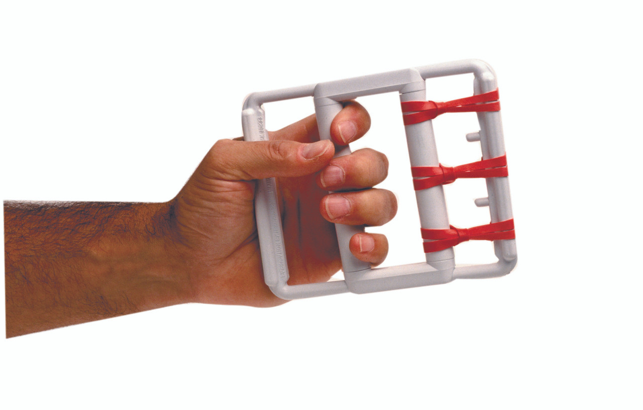 CanDo¨ Latex Free rubber-band hand exerciser, with 5 red bands, case of 50