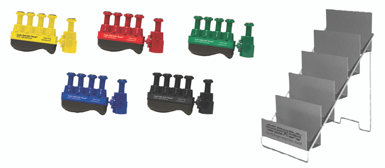 Digi-Flex Thumb¨ - Set of 5 (1 each: yellow, red, green, blue, black), with metal stand