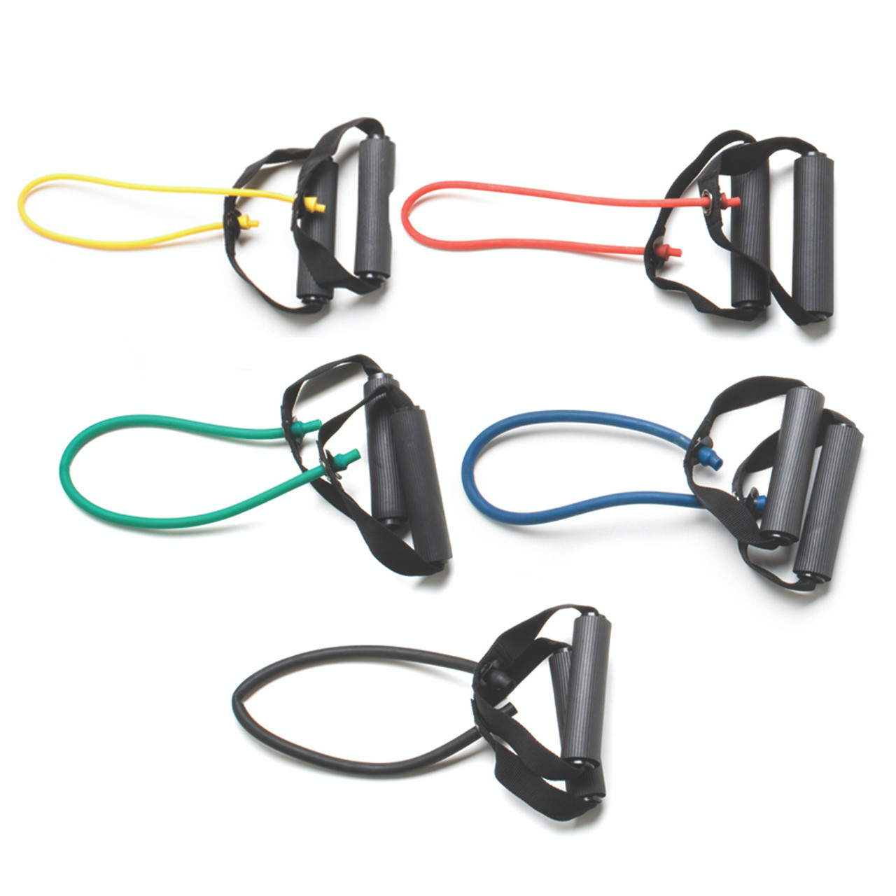 CanDo¨ Tubing with Handles Exerciser - 18", 5-piece set (1 each: yellow, red, green, blue, black)