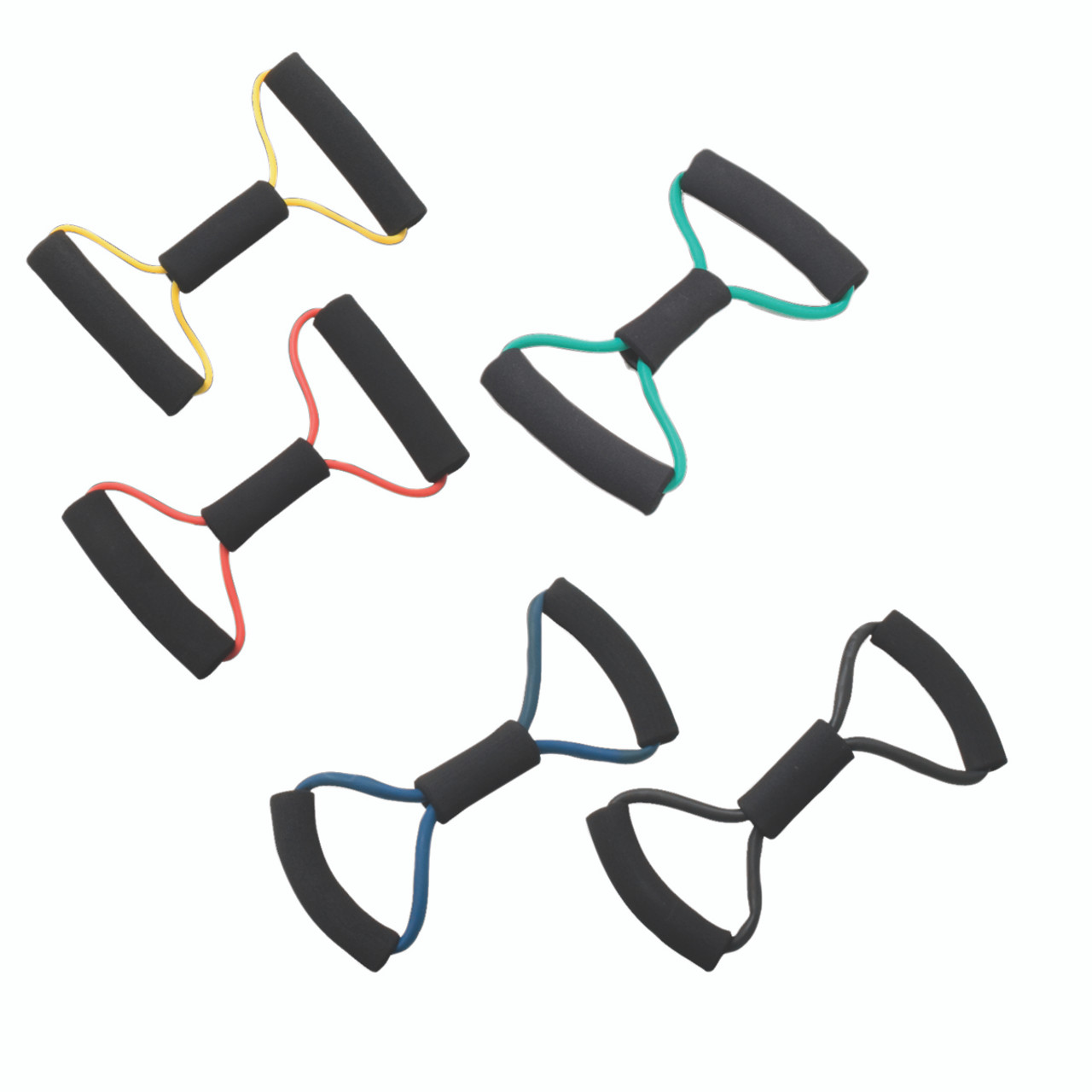 CanDo¨ Tubing BowTieª Exerciser - 14" - 5-piece set (1 each: yellow, red, green, blue, black)