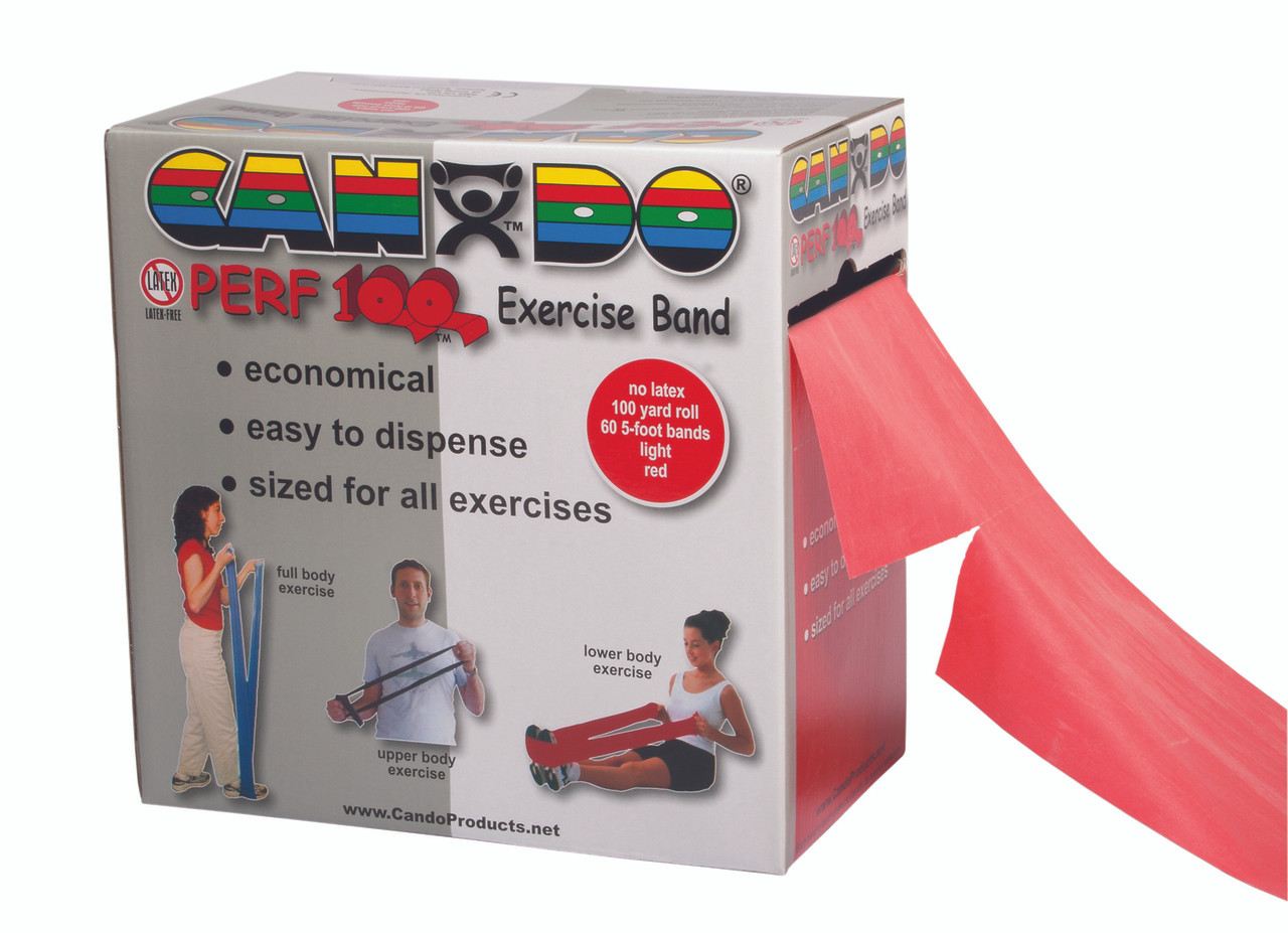 CanDo¨ Latex Free Exercise Band - 100 yard Perf 100¨ roll - Red - light