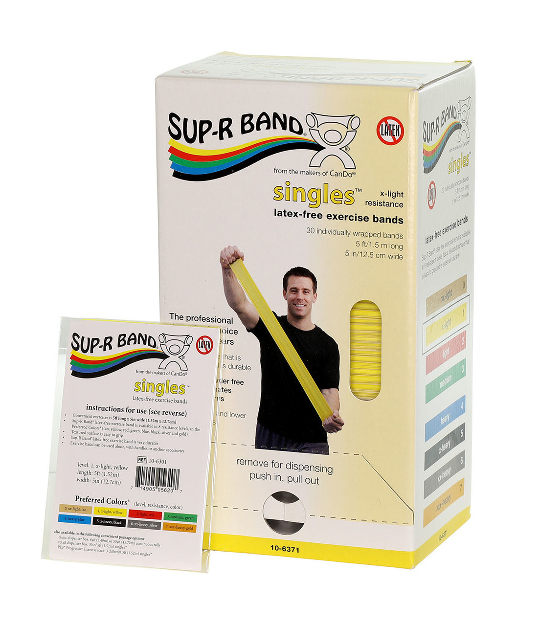 Sup-R Band¨, latex-free, 5-foot Singles¨, 30 piece dispenser, yellow