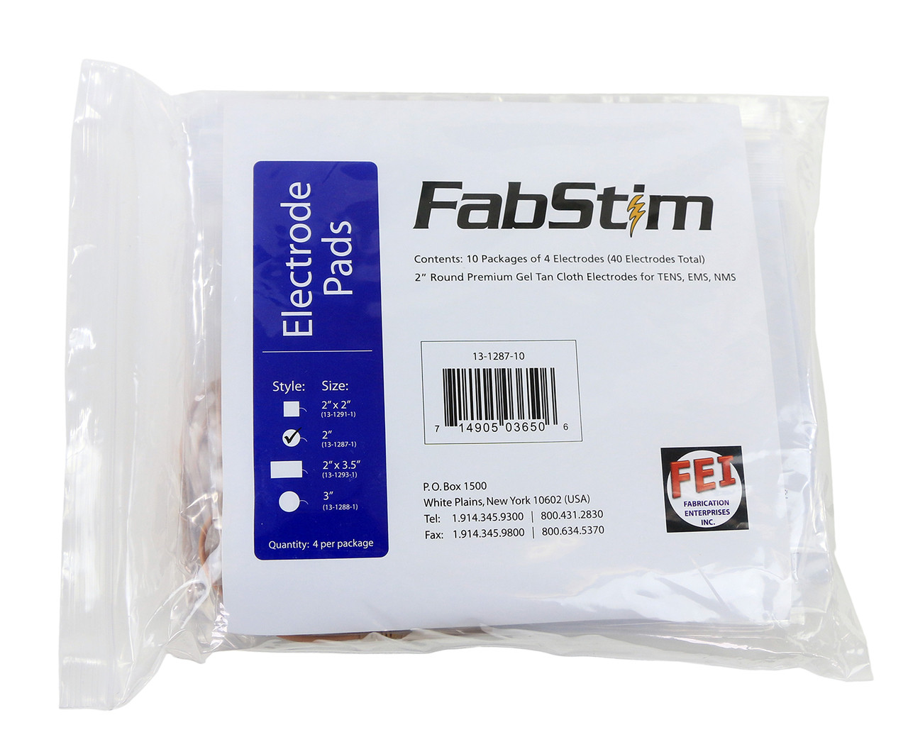 FabStim¨ Electrode, 2" Round, 40/bag (10 sheets of 4)