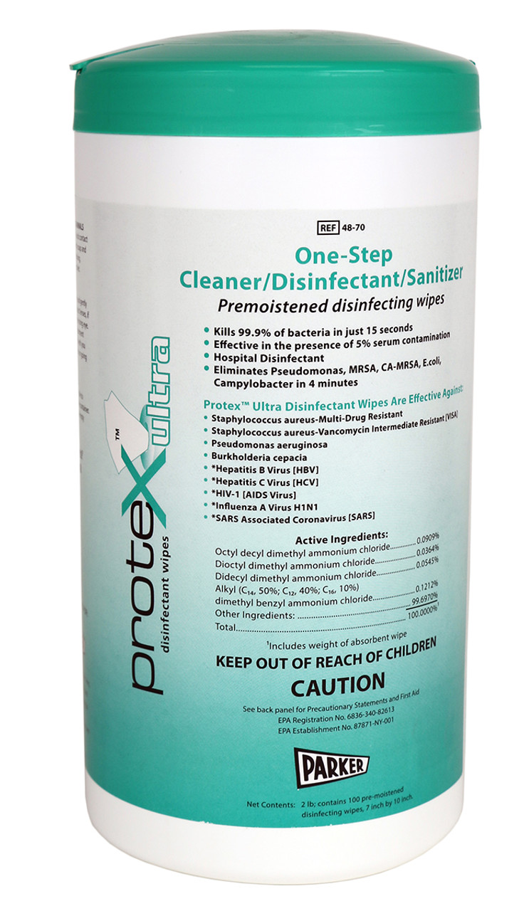 Protex Disinfectant - Wipes - 7 x 10" - Canister of 100 - Case of  12