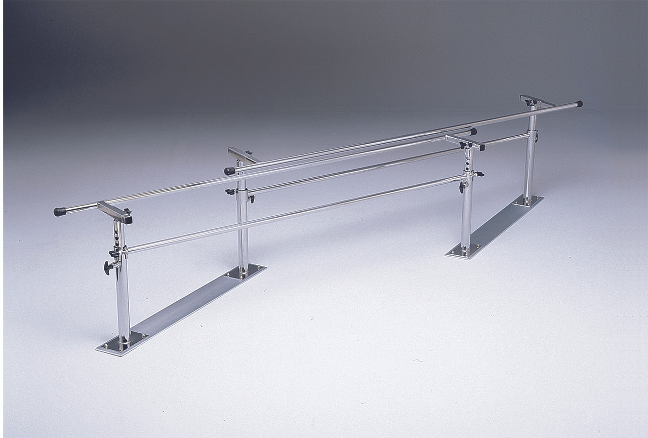 Parallel Bars, steel base, folding, height and width adjustable, 7' L x 16" - 24" W x 22" - 36" H