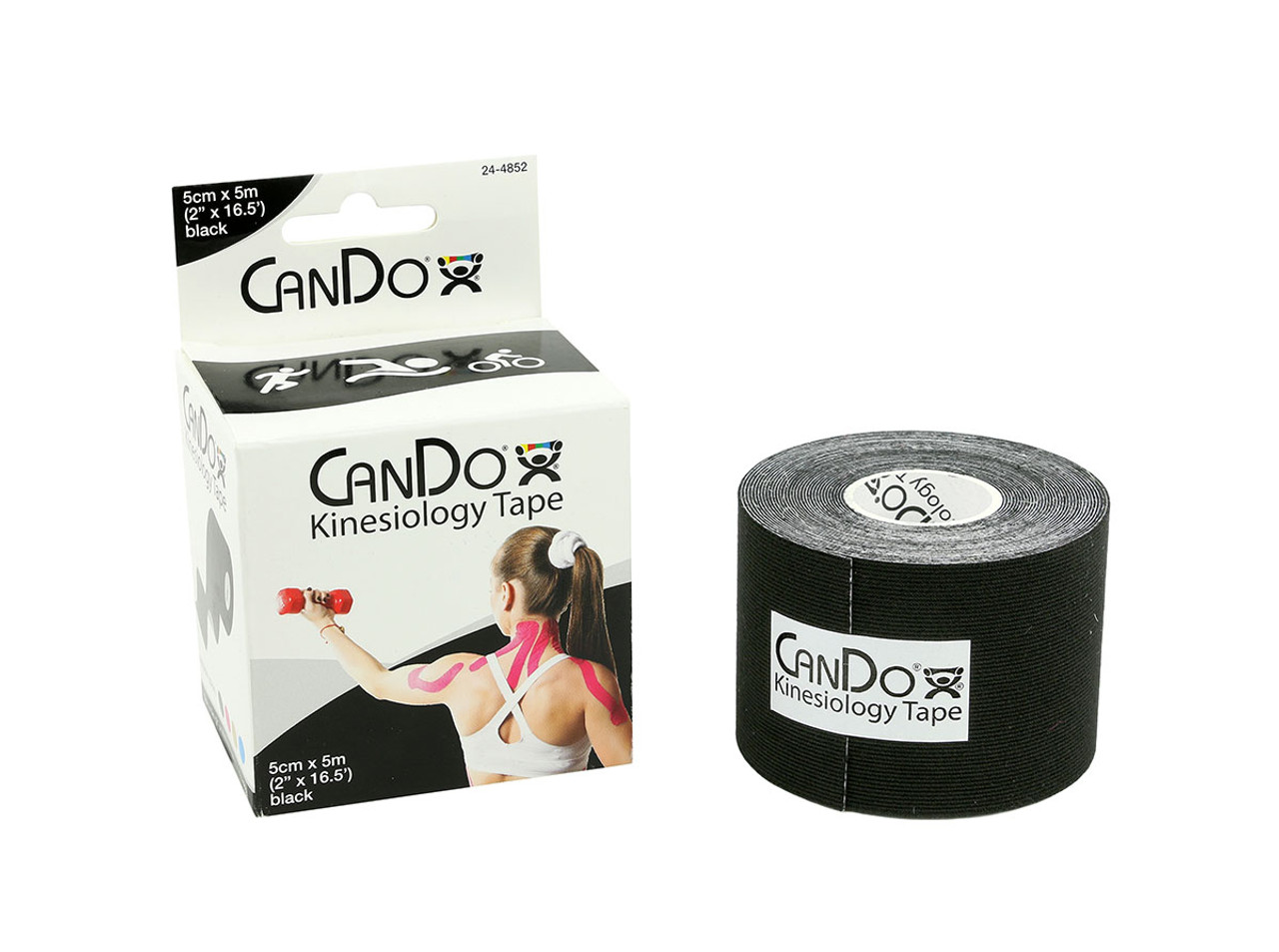 CanDo¨ Kinesiology Tape, 2" x 16.5 ft, Black, 10 Rolls