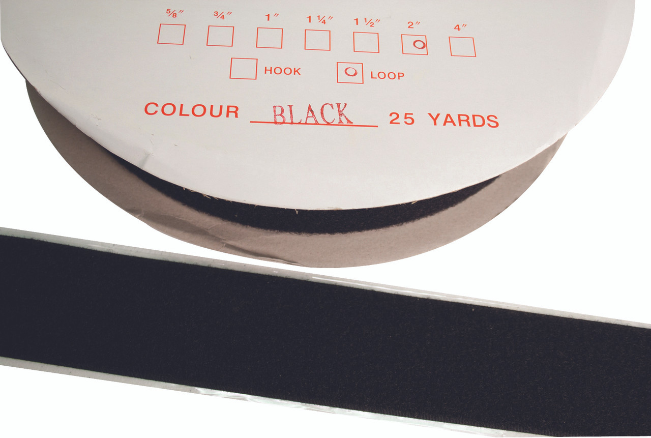 2" self-adhesive loop material, 25 yard dispenser box, black
