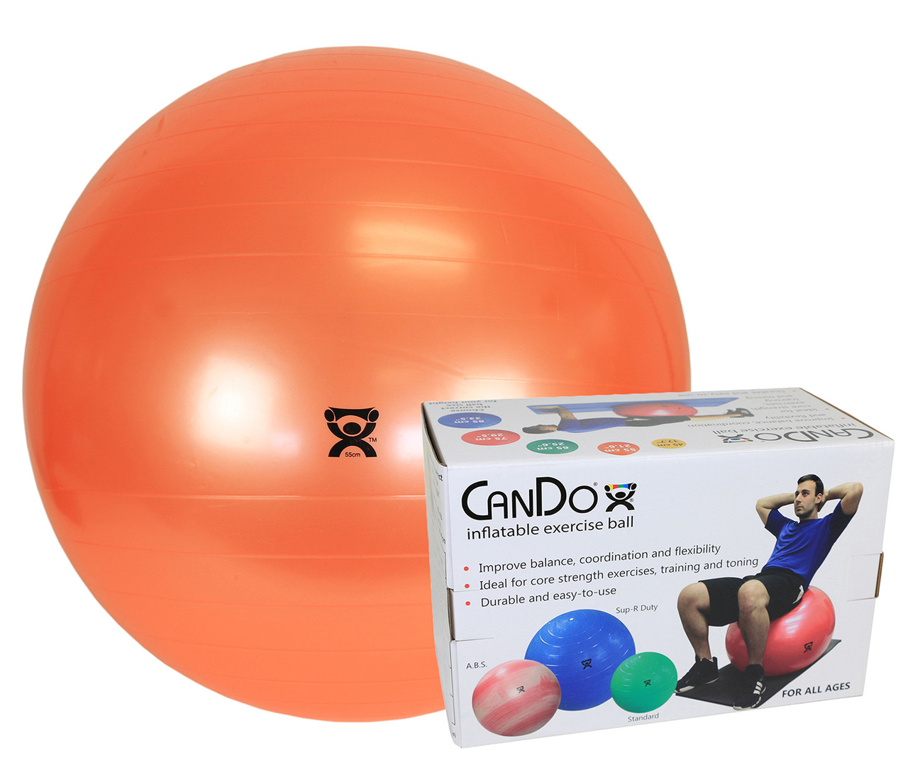 CanDo Inflatable Exercise Ball Orange 22