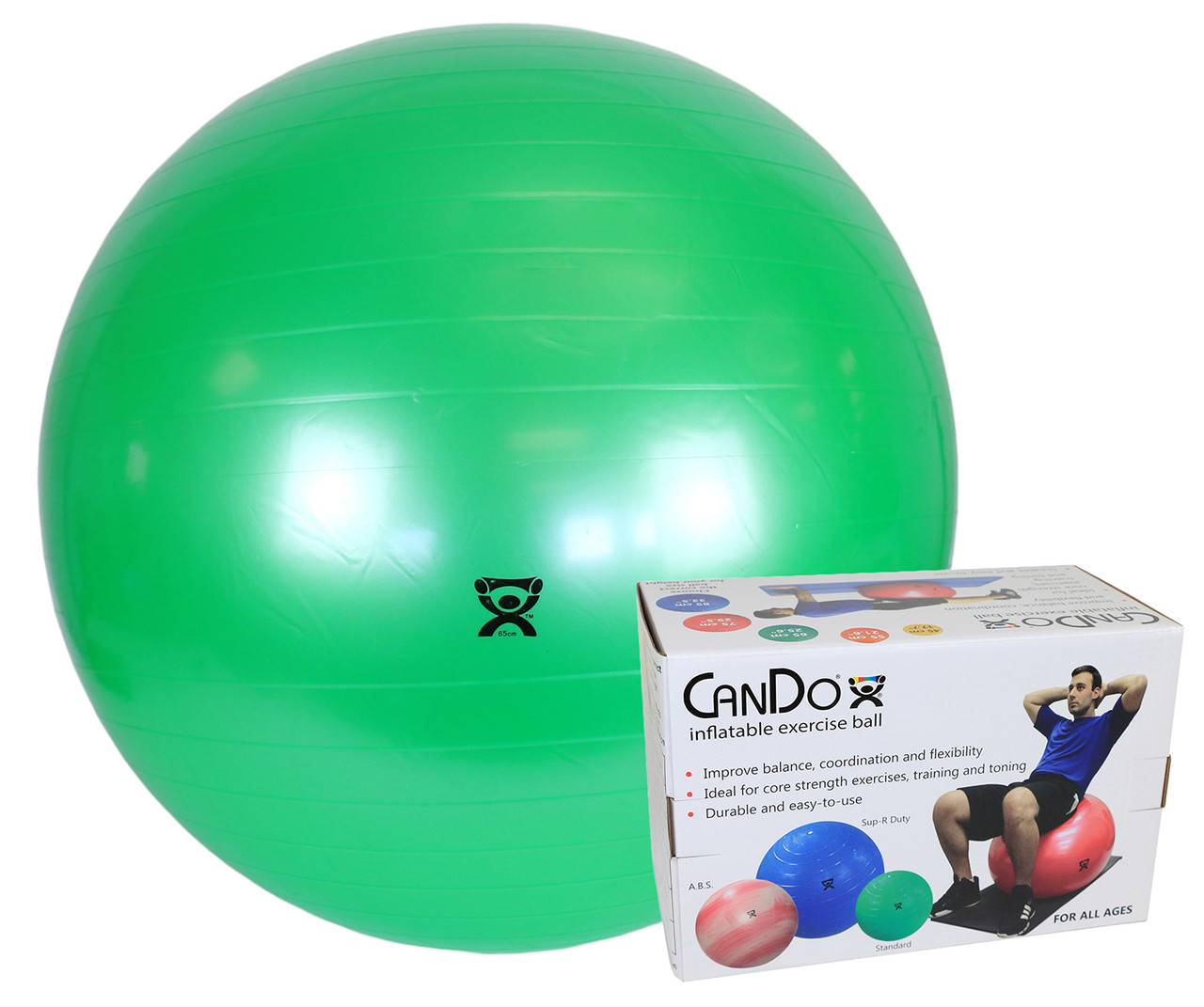 CanDo¨ Inflatable Exercise Ball - Green - 26" (65 cm), Retail Box