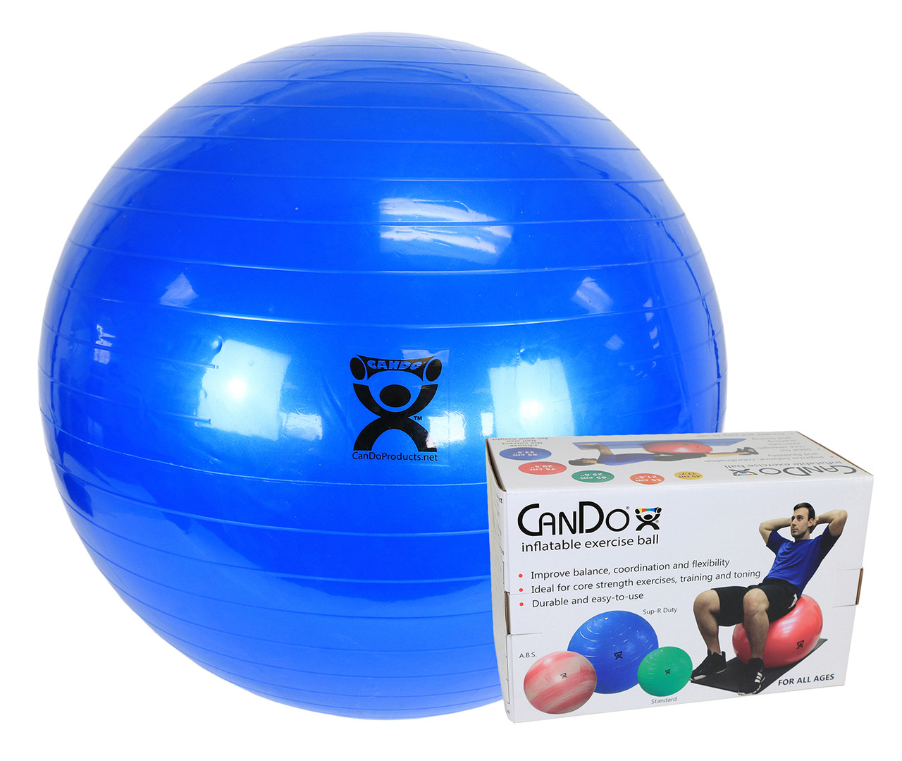 CanDo¨ Inflatable Exercise Ball - Blue - 34" (85 cm), Retail Box