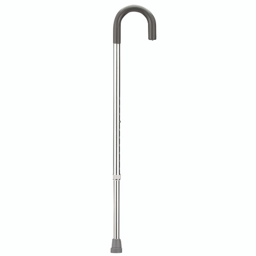 Curved handle adjustable aluminum cane, 29 - 38", silver, 1 each
