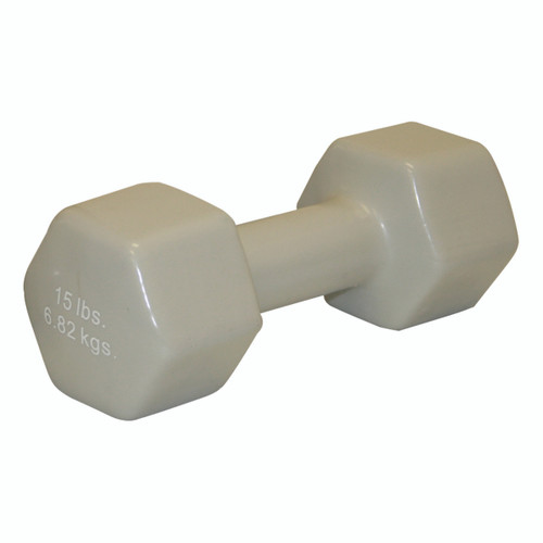 CanDo¨ vinyl coated dumbbell - 15 lb. - Silver, each