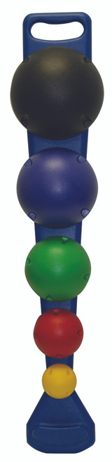 CanDo¨ MVP¨ Balance System - 5-Ball Set with Wall Rack (1 each: yellow, red, green, blue, black)