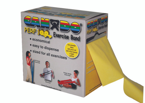 CanDo¨ Low Powder Exercise Band - 100 yard Perf 100¨ roll - Yellow - x-light