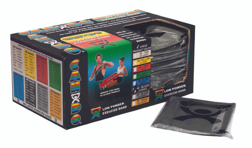 CanDo¨ Low Powder Exercise Band - box of 40, 4' length - Black - x-heavy