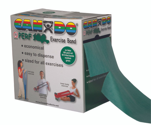 CanDo¨ Latex Free Exercise Band - 100 yard Perf 100¨ roll - Green - medium