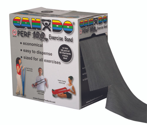 CanDo¨ Latex Free Exercise Band - 100 yard Perf 100¨ roll - Black - x-heavy