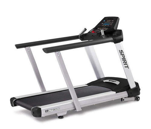 Spirit CT800 Treadmill with medical handrails, 84" x 35" x 57"