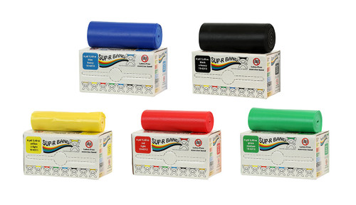 Sup-R Band¨ Latex Free Exercise Band - 6 yard roll - 5-piece set (1 each: yellow, red, green, blue, black)