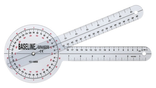 Baseline¨ Plastic Goniometer - 360 Degree Head - 12 inch Arms, 25-pack