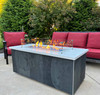 Flame guard on a fire table with a 30" x 10" burner pan