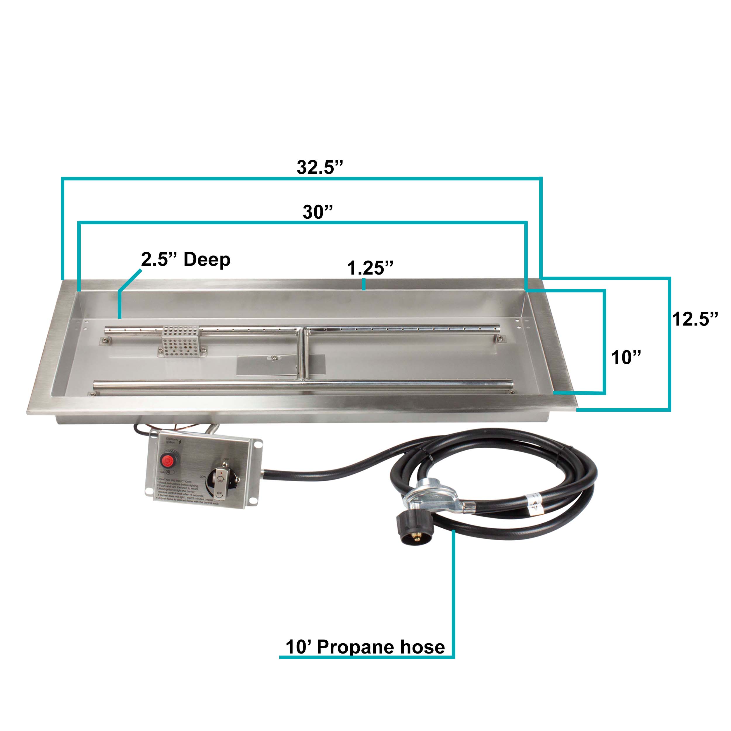 CSA Certified Stainless Steel Drop In Fire Pit Pan Kit, 30