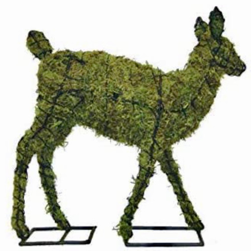 Sphagnum moss filled wire garden statue. 
Simple assembly with cinch straps included