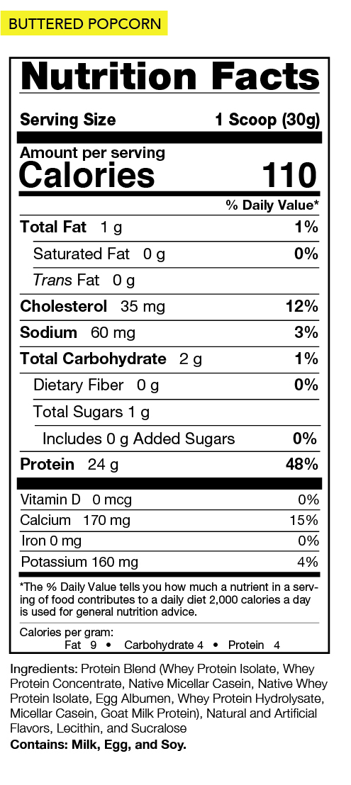 Buttered Popcorn Nutrition