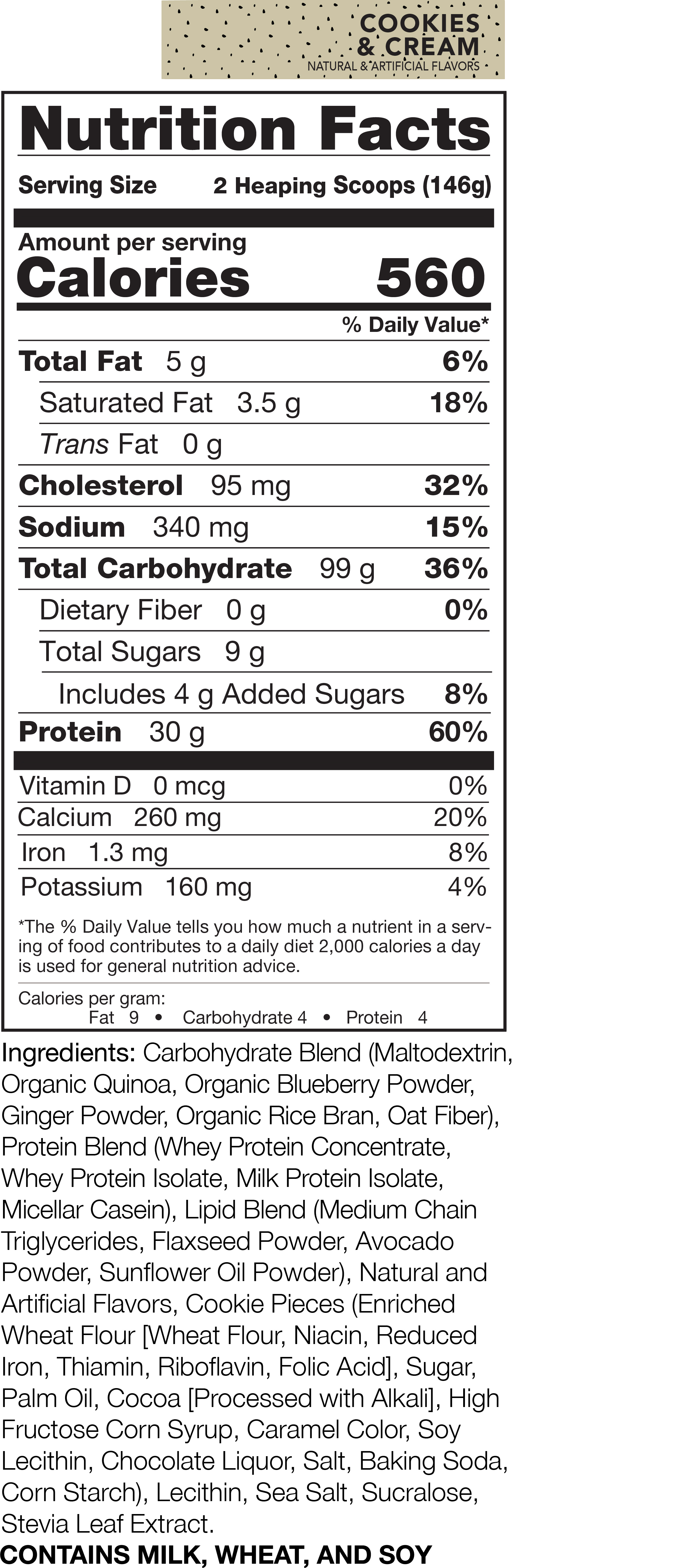 Cookies & Creme Nutrition