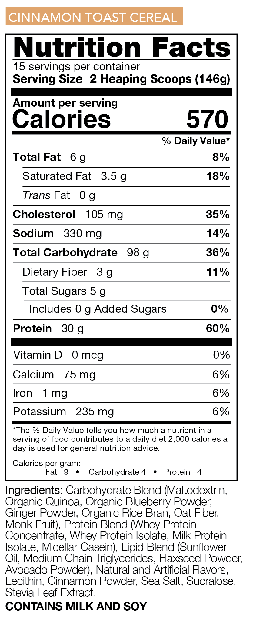Cinnamon Toast Cereal Nutrition
