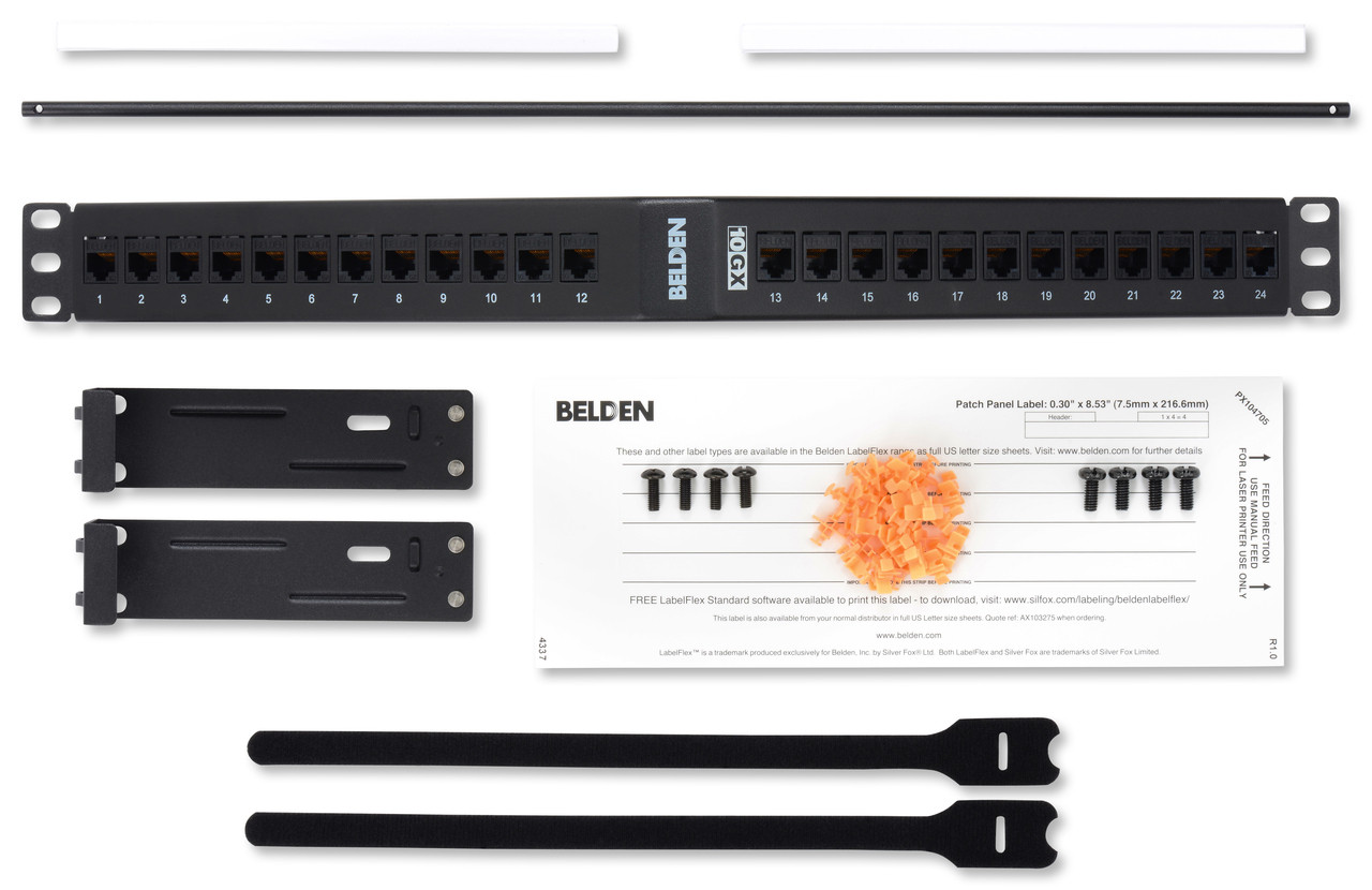 Belden 10GX Angled PP 24 1U - 10GX Angled Patch Panel 24 Port 1U