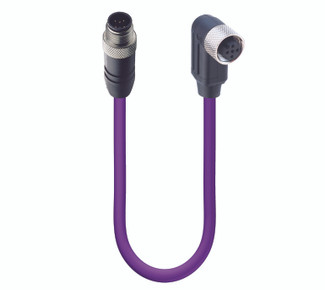 0935 365 115 - CANopen / DeviceNet Data Double-Ended Cordset: Male straight A-coded black M12 Standard to female angled A-coded black M12 Standard, 50 V AC / 60 V DC, 4 A; PUR violet cable, 4-wires, Data: 2x0.25 mm² + Power: 2x0.34 mm²