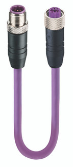0975 254 101 - PROFIBUS Data Double-Ended Cordset: Male straight B-coded black M12 Standard to female straight B-coded black M12 Standard, shielded, 50 V AC / 60 V DC, 4 A; PUR violet cable, 2-wires, 0.34 mm²
