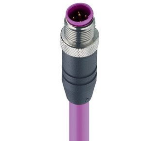 0975 254 102 - PROFIBUS Data Single-Ended Cordset: M12 Standard, male, straight, 5-pin, B-coded, shielded, black body, 50 V AC / 60 V DC, 4 A; PUR violet cable, 2-wires, 0.34 mm²