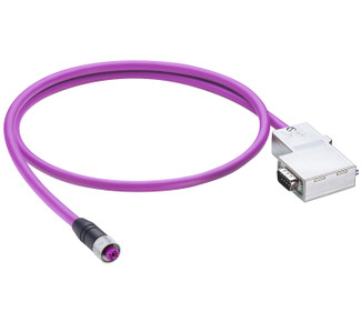 0975 254 104 - PROFIBUS Data Double-Ended Cordset: Male angled SUB-D-coded SUB-D to female straight B-coded black M12 Standard, shielded, + 4.75 … +5.25 V DC, 12.5 mA; PUR violet cable, 2-wires, 0.34 mm²