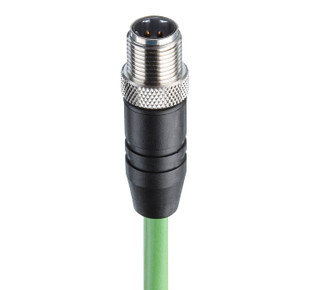 0985 342 102 - Fast Ethernet Cat5e Data Single-Ended Cordset: M12 Standard, male, straight, 4-pin, D-coded, shielded, black body, 50 V AC / 60 V DC, 4 A; PUR green cable, 4-wires, 2x2x0.34 mm²