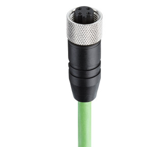 0985 342 118 - Fast Ethernet Cat5e Data Single-Ended Cordset: M12 Standard, female, straight, 4-pin, D-coded, shielded, black body, 50 V AC / 60 V DC, 4 A; PUR green cable, 4-wires, 2x2x0.34 mm²