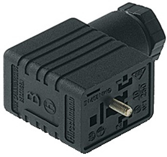 GMNL 209 NJ GB1 black - GMNL DIN Standard Field Attachable Connector: Form B, 3-pin (2+1PE), UL 1977, black housing, screw type, PG9; with bridge rectifier and varistor, 230 V AC/DC, 1 A