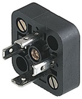GSA 3000 A - GSA DIN standard receptacle with closed nut and oblong holes for optional front soldering: Form A, 4-pin (3+1PE), UL 1977, solder type (PE screw type); 400 V AC/DC, 16 A