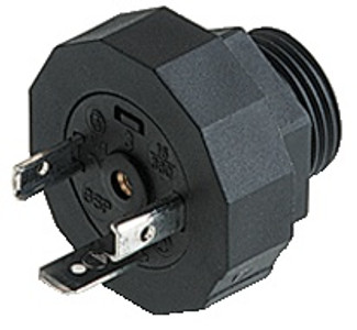 GSP 212 - DIN Valve Connector, Form A, Receptacle, 2+Ground, 1/2" NPTF, Port Mounting, Black Housing, without circuitry, 400 V AC/DC, 16 A