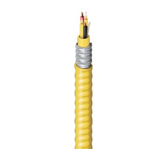 HISB0020214FB - Indoor Armored Hybrid Copper-Fiber Cable, OS2, 2 Breakout Fibers, #14-2c, CL3R-OF