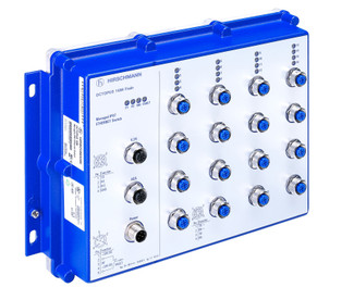 OCTOPUS 16M-Train-BP - Managed IP67 Switch, 16 ports, supply voltage 24 VDC, Software L2P, train approvals, bypass relais