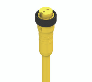 RK 20-678 - 7/8" Power Single-Ended Cordset: Female, straight, 2-pin, yellow body, 600 V (UL), 12 A (UL); PVC yellow cable, 16 AWG