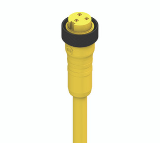 RK 30-838 - 7/8" Power Single-Ended Cordset: Female, straight, 3-pin, yellow body, 600 V (UL), 10 A (UL); TPE yellow cable, 16 AWG